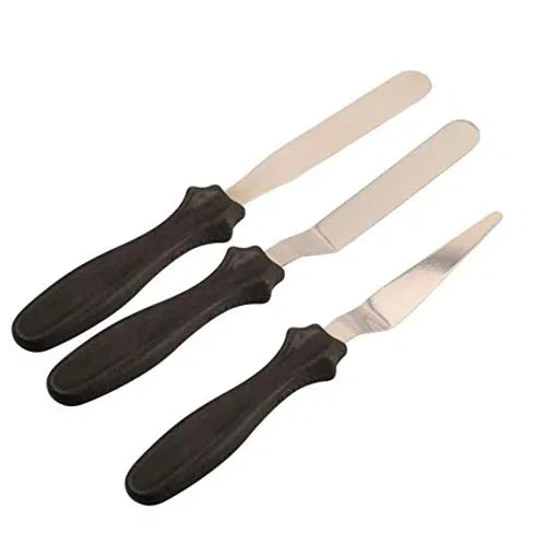 Multi Function Stainless Steel Spatula Palette Knife for Cake Icing, Mixing, Baking Knife -3-Pieces Set - Random Color