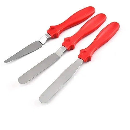 Multi Function Stainless Steel Spatula Palette Knife for Cake Icing, Mixing, Baking Knife -3-Pieces Set - Random Color